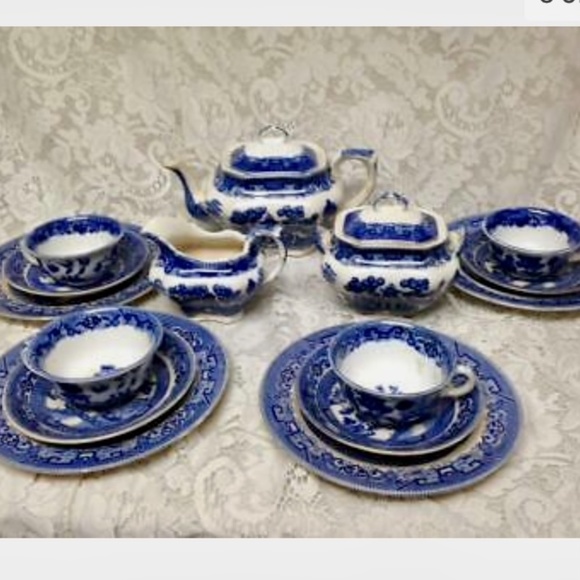 Vintage, Rare, 1911 Buffalo Pottery, 5-pc Blue Willow Tea Set - Picture 8 of 8